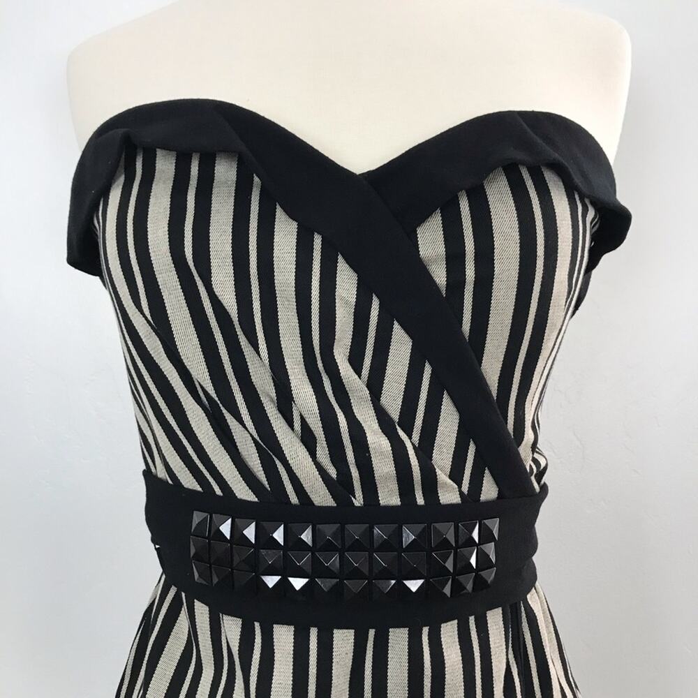 Anthropologie Eva Franco Strapless Dress Size 4 Stripes Retro Mod Coquette Prom - Picture 2 of 7